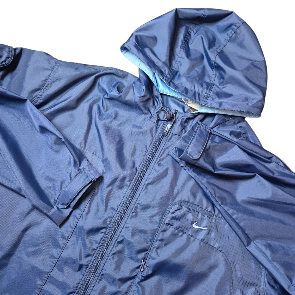 Nike Men's XXL Blue 2000s‎ Y2K Retro Hooded Windbreaker Jacket Full Zip